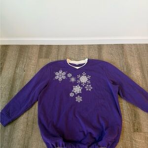 Laura Scott Women’s 1X Putple Snowflake Sweatshirt